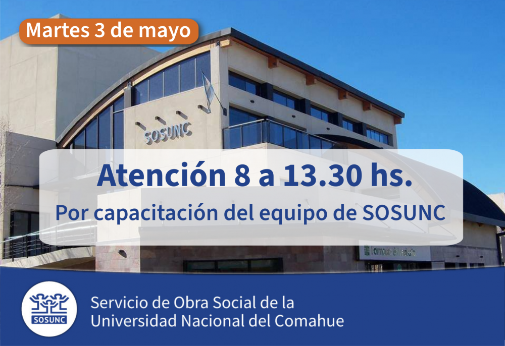 Martes 3 de mayo | Atención hasta las 13.30