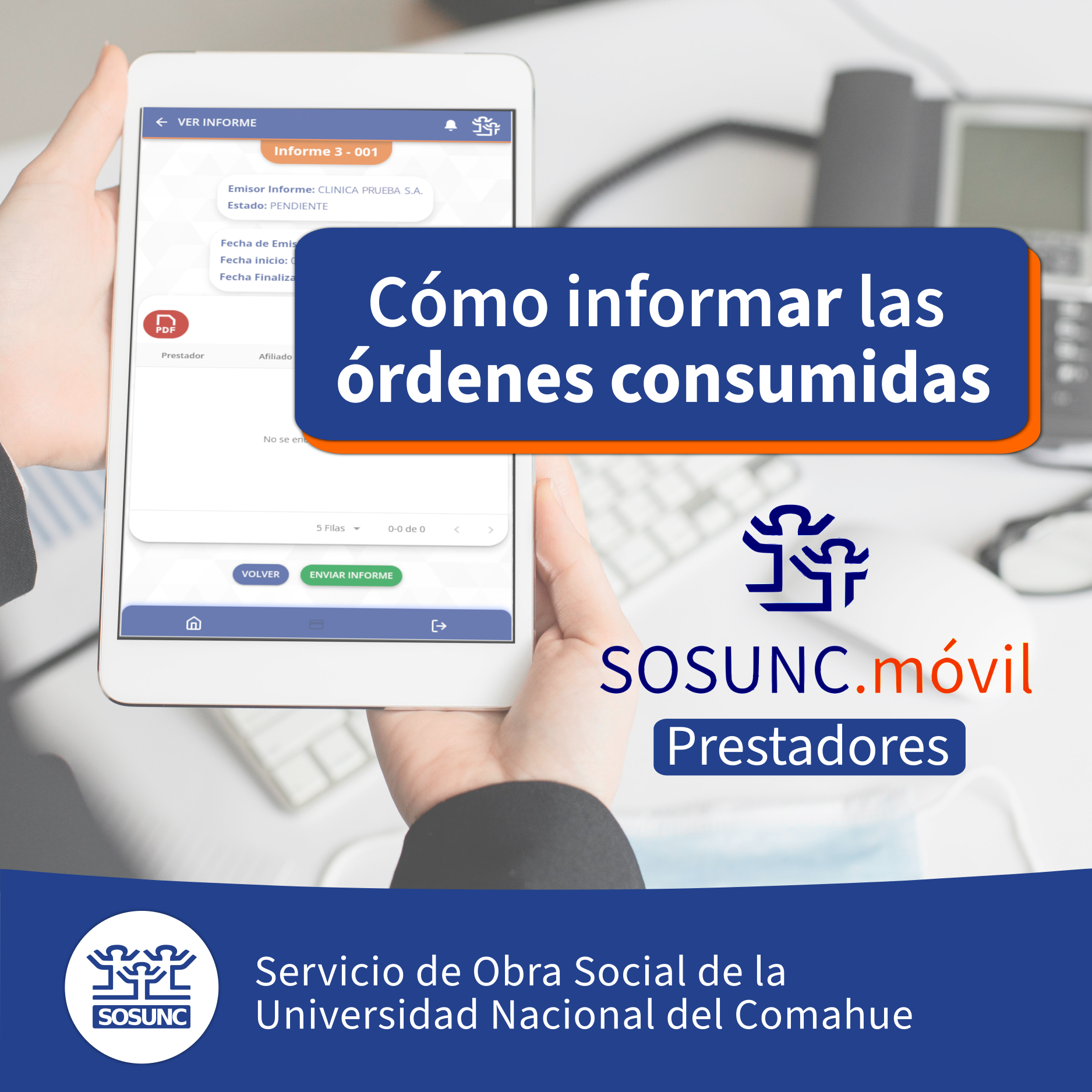 SOSUNC.Móvil: cómo informar las órdenes consumidas