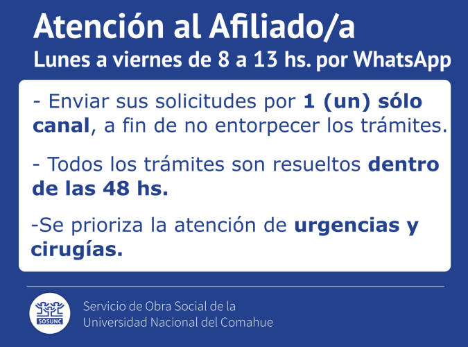 Para agendar: Contactos de atención SOSUNC
