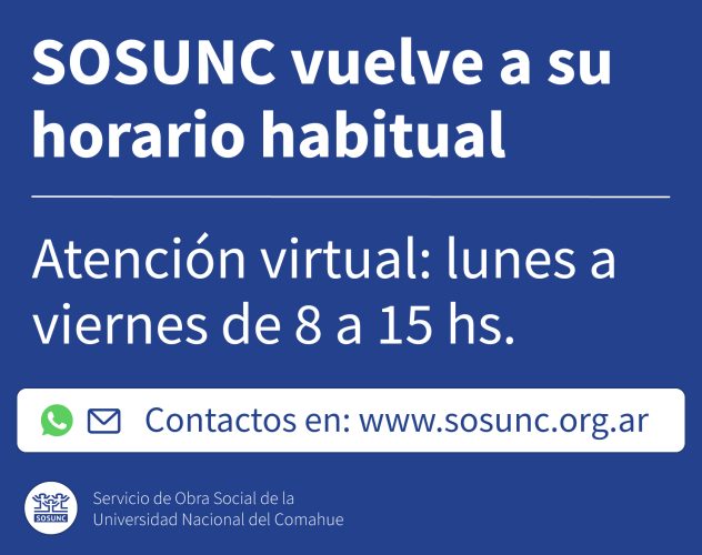 SOSUNC vuelve a su horario de atención habitual
