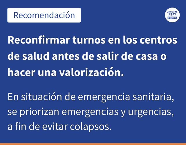 Recomendación sobre turnos médicos en emergencia sanitaria