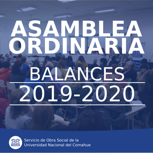 Asamblea ordinaria: balances 2019 y 2020