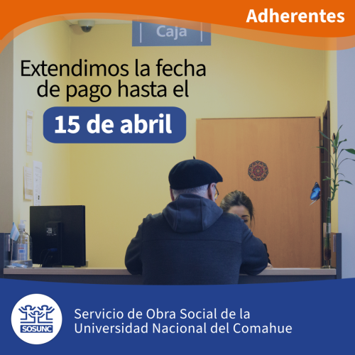Pago de adherentes hasta el 15 de abril
