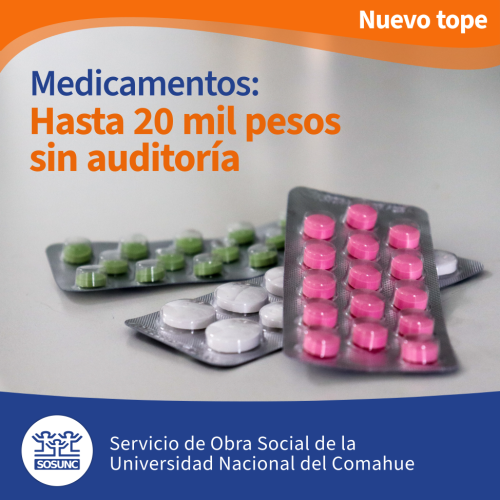 Medicamentos: tope de 20 mil pesos