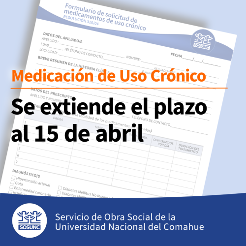 Medicación crónica: plazo hasta el 15 de abril