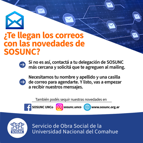 ¿Te llegan los correos con las novedades de SOSUNC?