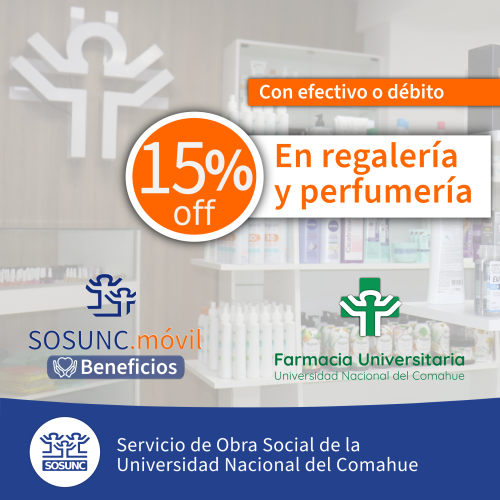 SOSUNC.Móvil: 15% off en la Farmacia