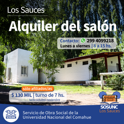 Alquiler del salón bufet de Los Sauces