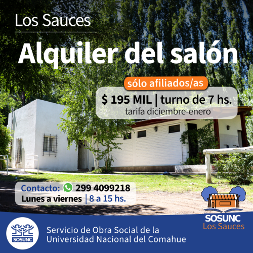 Nueva tarifa para el salón bufet de Los Sauces