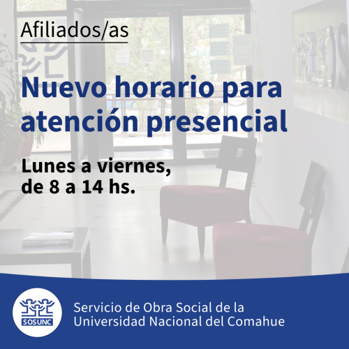 Nuevo horario presencial:  8 a 14 hs.