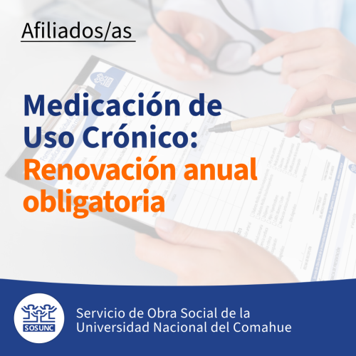 Medicación crónica: Renovación anual obligatoria