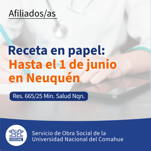 Receta en papel: hasta el 1 de junio en Neuquén