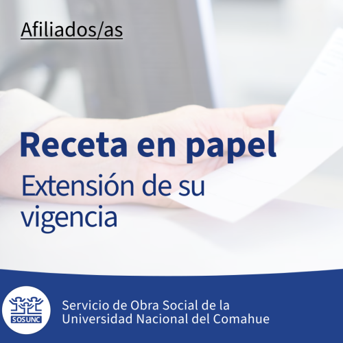 Receta en papel: extensión de su vigencia