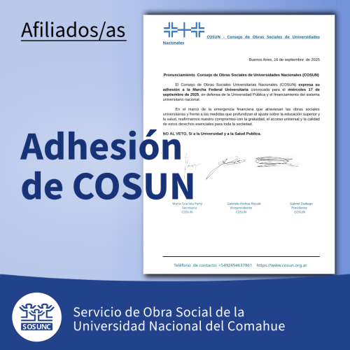 Adhesión de COSUN a la Marcha Federal Universitaria