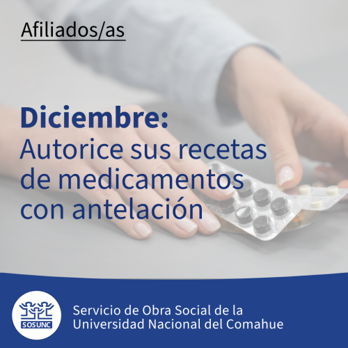 Diciembre: Autorice sus recetas con antelación