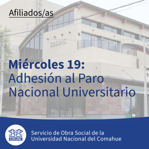 Miércoles 19: Adhesión al Paro Universitario