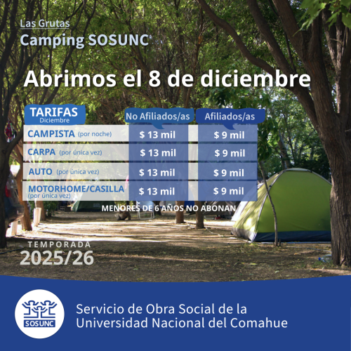 Apertura del Camping SOSUNC en Las Grutas 