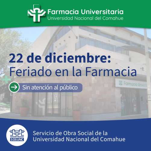 22 de diciembre: Feriado en la Farmacia 