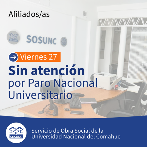 Viernes 27: sin atención por Paro Universitario