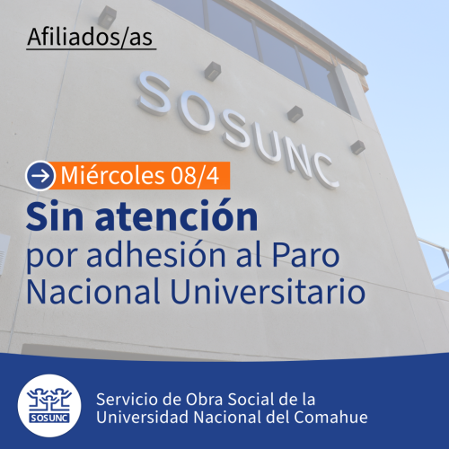 Miércoles 8: sin atención por Paro Universitario