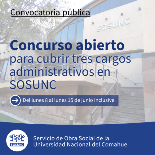 SOSUNC: concurso para cubrir tres cargos administrativos